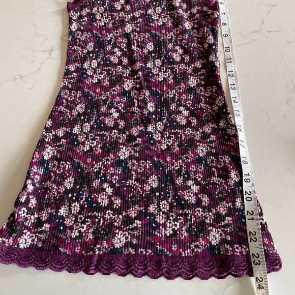 Epic Threads Sleeveless Lace Trim Ribbed Tank Top Burgundy Floral Girls Size XL - Picture 8 of 8